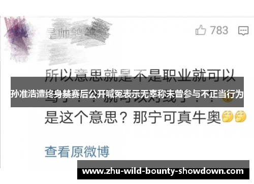 孙准浩遭终身禁赛后公开喊冤表示无辜称未曾参与不正当行为